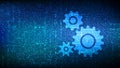 Automation Software background. Gears icons made with binary code. IOT and Automation concept. Digital binary data and streaming
