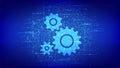 Automation Software background. Gears icons made with binary code. IOT and Automation concept. Digital binary data and streaming Royalty Free Stock Photo