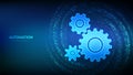 Automation Software background. Gears icons made with binary code. IOT and Automation concept. Virtual tunnel warp made with Royalty Free Stock Photo