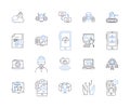 Automation tech outline icons collection. Automation, Technology, Robotics, AI, Machine Learning, Automated, Coding Royalty Free Stock Photo