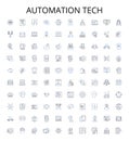 Automation tech outline icons collection. Automation, Technology, Robotics, AI, Machine Learning, Automated, Coding Royalty Free Stock Photo