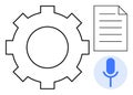 Gear with Document and Microphone Icon Technology, Automation, and Digital Workflow Concepts Royalty Free Stock Photo