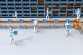 Automation warehouse with assistant robot work in warehouse
