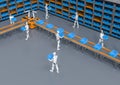 Automation warehouse with assistant robot work in warehouse