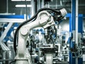 automative factory, a robotics arm with a milling spindle attachment performs the finishing cut on precision-engineered aluminum