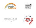 Automative logo set, speed car, hud design element. Hight up display. Vector speedometer logos set. Car element icons