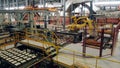 Automatized robotic industrial complex is moving bricks around the plant