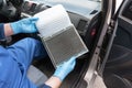 Clean and dirty cabin pollen air filter for a car Royalty Free Stock Photo