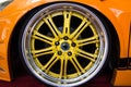 Automobile alloy wheels.