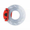 Automobile braking system.Car part steel brake disk on white 3d