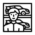 automobile car seller line icon vector illustration