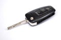 Automobile charm of the signaling with the ignition key from the car Ford on white background. Royalty Free Stock Photo