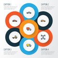 Automobile Colorful Outline Icons Set. Collection Of Auto, Carcass, Van And Other Elements. Also Includes Symbols Such