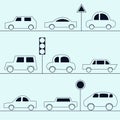 Automobile icons. Collection of cars in the outline style