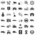 Automobile icons set, simple style