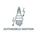 Automobile ignition line icon, vector. Automobile ignition outline sign, concept symbol, flat illustration