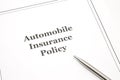Automobile Insurance Policy with a Pen