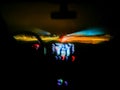 Automobile interior at night