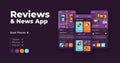 Automobile news and reviews cartoon smartphone interface vector templates set