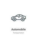 Automobile outline vector icon. Thin line black automobile icon, flat vector simple element illustration from editable