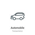 Automobile outline vector icon. Thin line black automobile icon, flat vector simple element illustration from editable