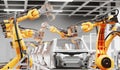 Automobile production line using robots to work in smart factories.