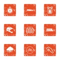 Automobile race icons set, grunge style