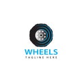 automobile rubber tire shop, car wheel, racing vector logos and labels, automobile maintenance service, illustration of auto