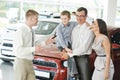 Automobile shopping. Family buying auto car