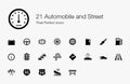 21 Automobile and Street Pixel Perfect Icons Royalty Free Stock Photo