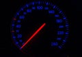 Automobile tachometer on blue