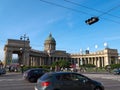 Automobile traffic along Nevsky Prospekt in Saint Petersburg, Russia