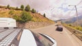 Automobile traffic on the Georgian Military Road by car. 360 degree shooting. Georgia 30.08.23A