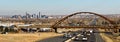 A Public Transit Bridge Crosses the Highway outside of Denver Colorado Royalty Free Stock Photo