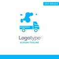 Automobile, Truck, Emission, Gas, Pollution Blue Solid Logo Template. Place for Tagline