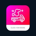 Automobile, Truck, Emission, Gas, Pollution Mobile App Button. Android and IOS Line Version