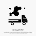 Automobile, Truck, Emission, Gas, Pollution solid Glyph Icon vector