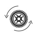 Automobile wheel changing glyph icon