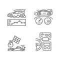 Automobiles racing for competition linear icons set