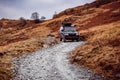 Automotive adventure in Lake District in the hills Royalty Free Stock Photo