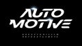 Automotive alphabet letter font. Modern logo typography. Speed race and active sport vector typographic design. Bold