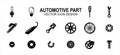 Automotive automobile and motorcycle part related vector icon user interface graphic design. Contains such Icons as light bulb,