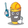 Automotive battery mascot cartoon style