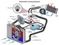 Automotive car cooling system infographic diagram mechanics dynamics engineering