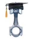 Automotive courses concept. Engine piston with graduation cap. 3