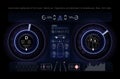 Automotive dashboard of the future. Hybrid car. Diagnostics and elimination of breakdowns. Blue. HUD style. Vector image. Royalty Free Stock Photo