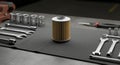 Automotive Filter and Tools on Workshop Surface Royalty Free Stock Photo