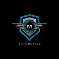 Automotive Gear Wing M Letter Logo Royalty Free Stock Photo