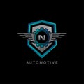 Automotive Gear Wing N Letter Logo Royalty Free Stock Photo