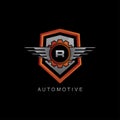 Automotive Gear Wing R Letter Logo Royalty Free Stock Photo